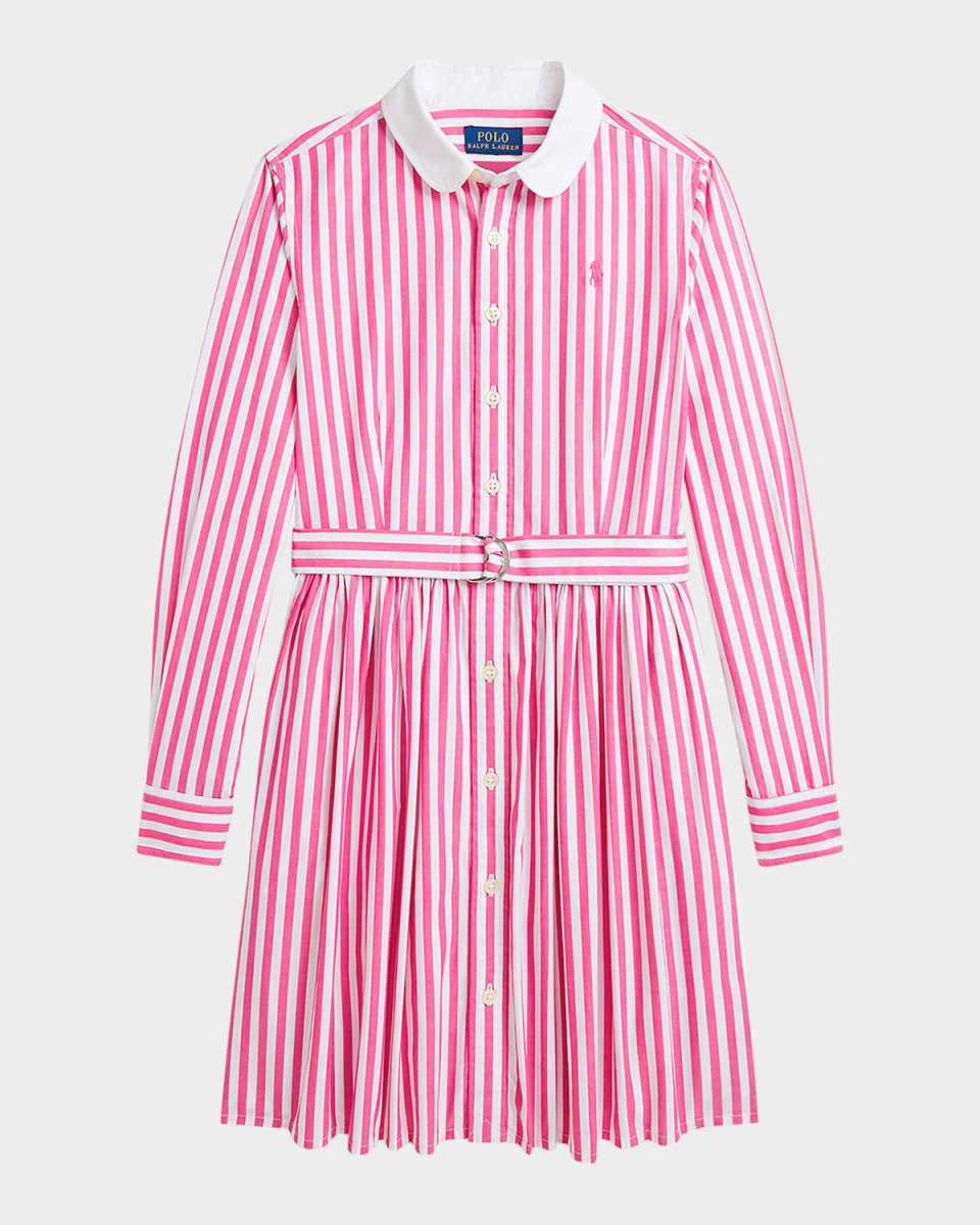 Girl's Striped Belted Dress, Size 7-16